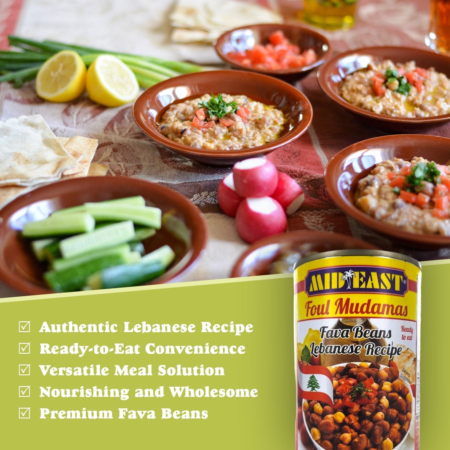 Mid East Fava Beans Lebanese Recipe (Foul Mudamas) 15.87 oz (450g) - Mideast Grocers