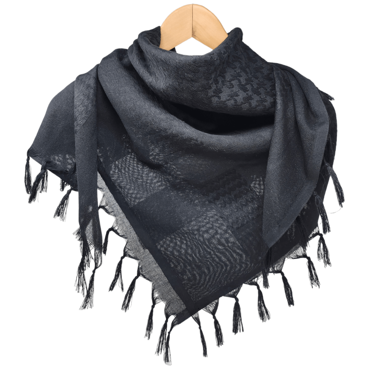 Keffiyeh Shemagh Palestinian Scarf 100% Cotton - Black on Black - Mideast Grocers