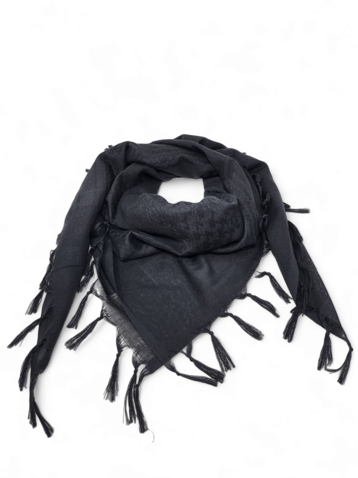 Keffiyeh Shemagh Palestinian Scarf 100% Cotton - Black on Black - Mideast Grocers