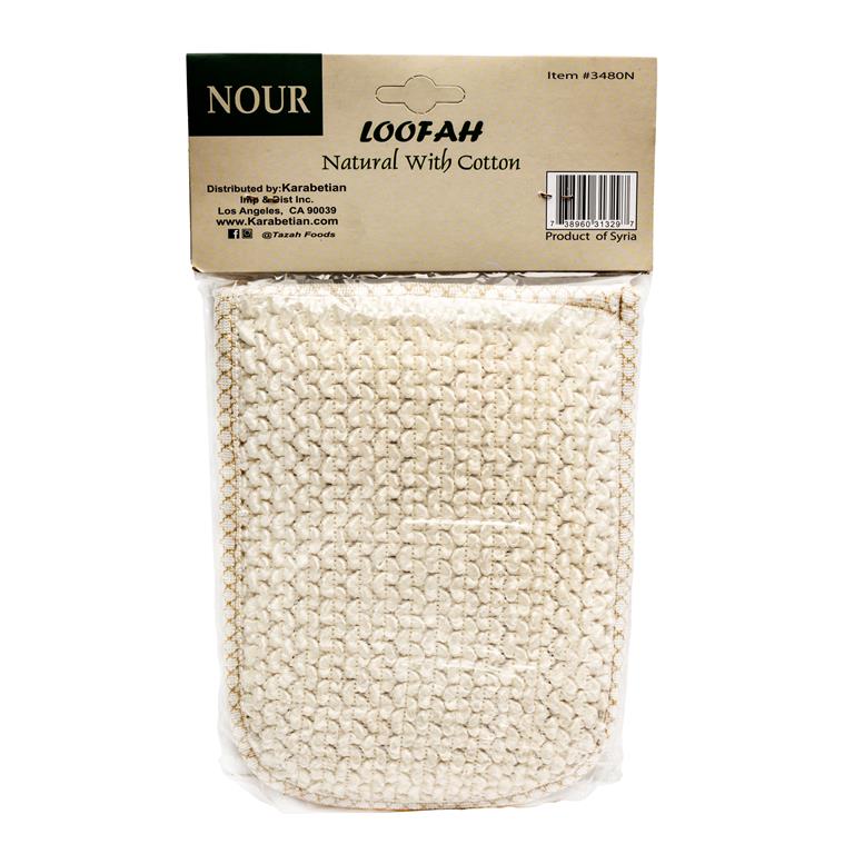 NOUR Natural Loofah with Cotton – Eco-Friendly Exfoliating Sponge