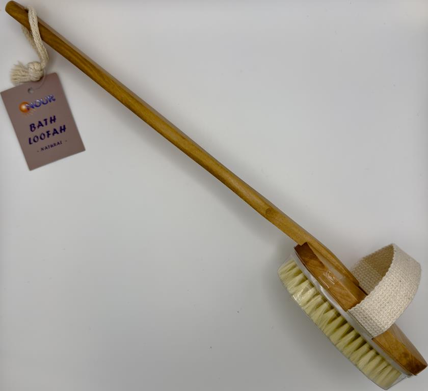 Bath Brush with Boar Bristles and Detachable Handle