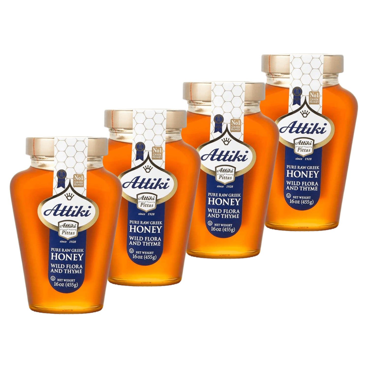 【4 PACK】ATTIKI Greek Honey – 100% Pure & Natural (1 lb) - Mideast Grocers