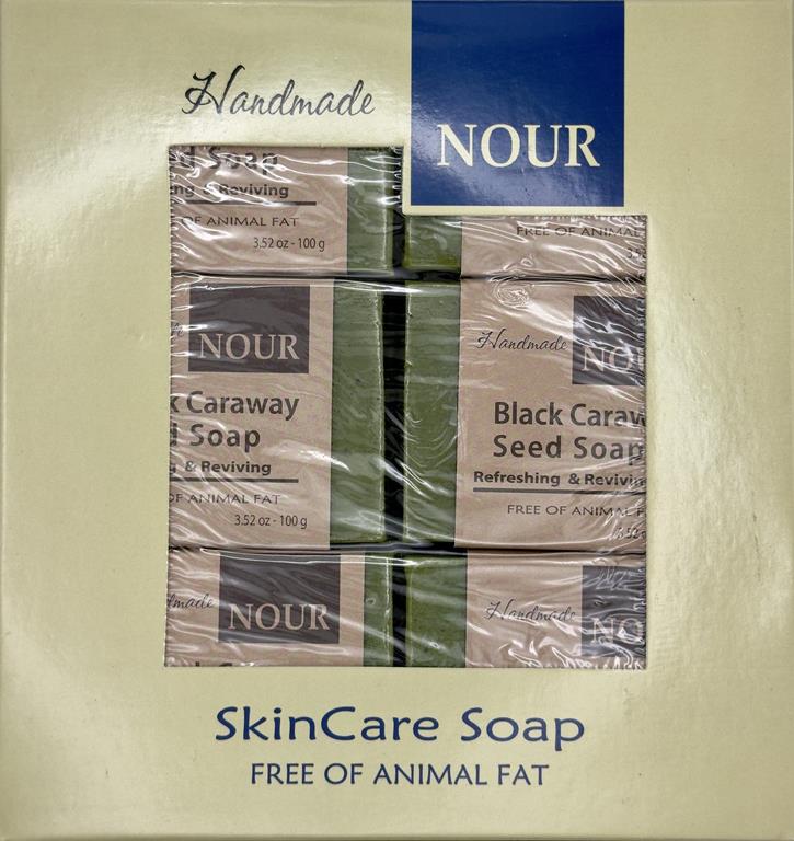 6 - Pack NOUR Black Caraway Seed Soap 100g - Gentle, Nourishing Cleansing Bar - Mideast Grocers