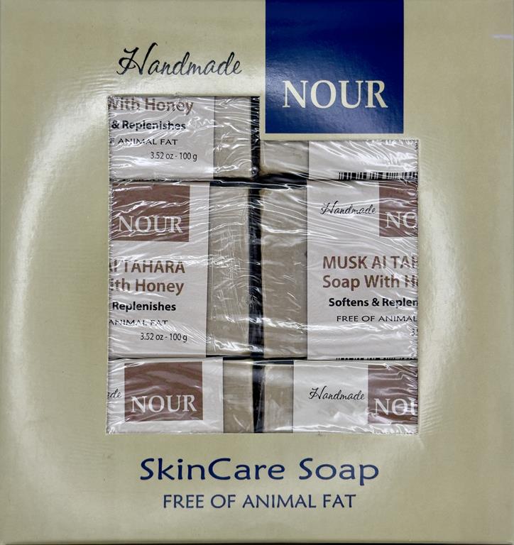 6 - Pack NOUR Musk El Tahara Soap with Honey 100g – Luxurious, Nourishing Cleansing Bars - Mideast Grocers