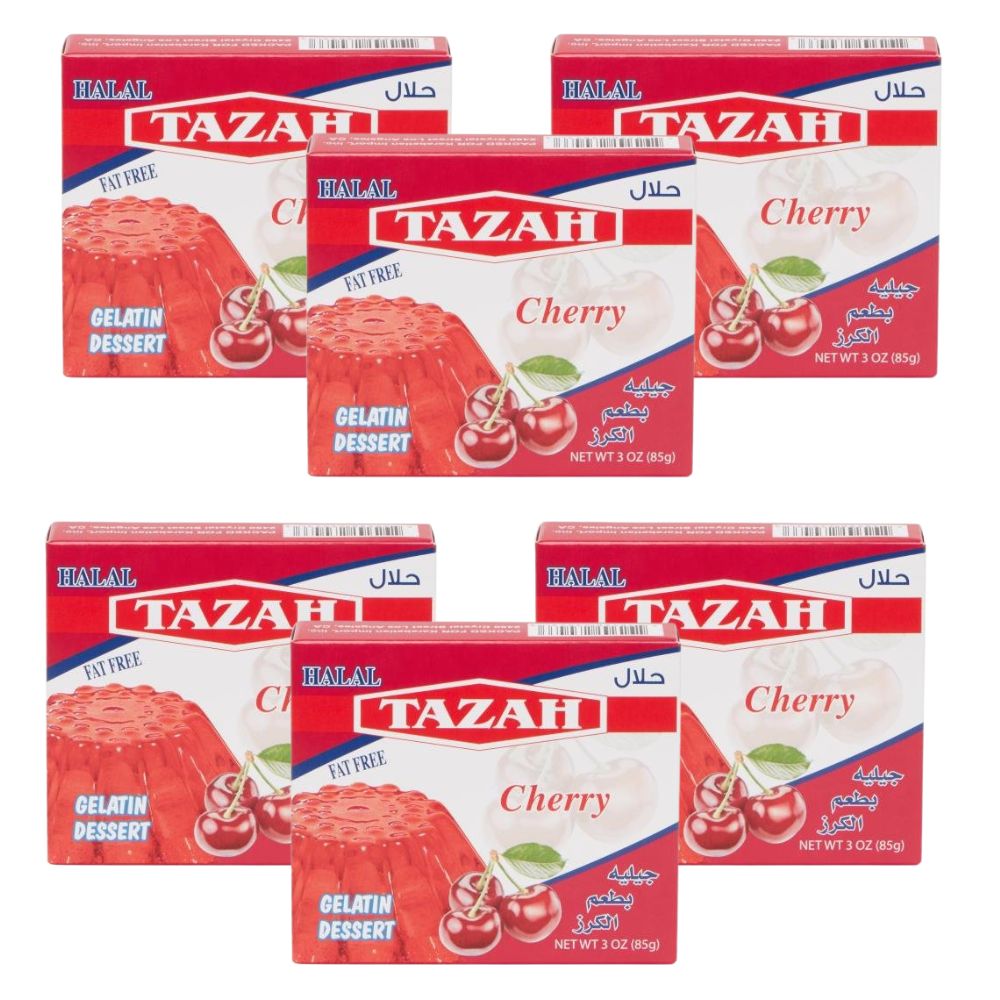 【6 PACK】Tazah Halal Cherry Gelatin – 3 oz Delicious & Certified Halal Dessert - Mideast Grocers