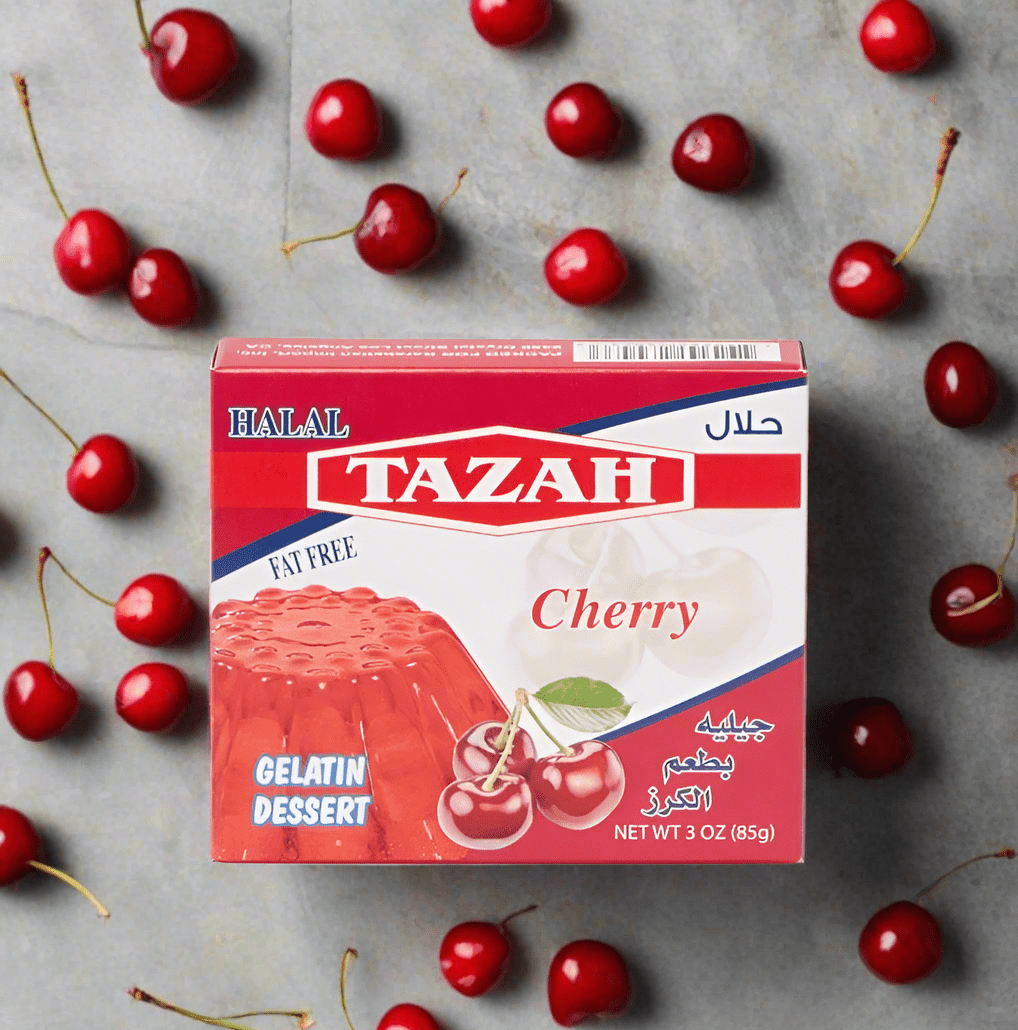 【6 PACK】Tazah Halal Cherry Gelatin – 3 oz Delicious & Certified Halal Dessert - Mideast Grocers