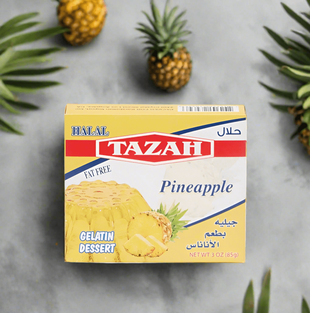 【6 PACK】Tazah Halal Pineapple Gelatin – 3 oz Delicious & Certified Halal Dessert - Mideast Grocers