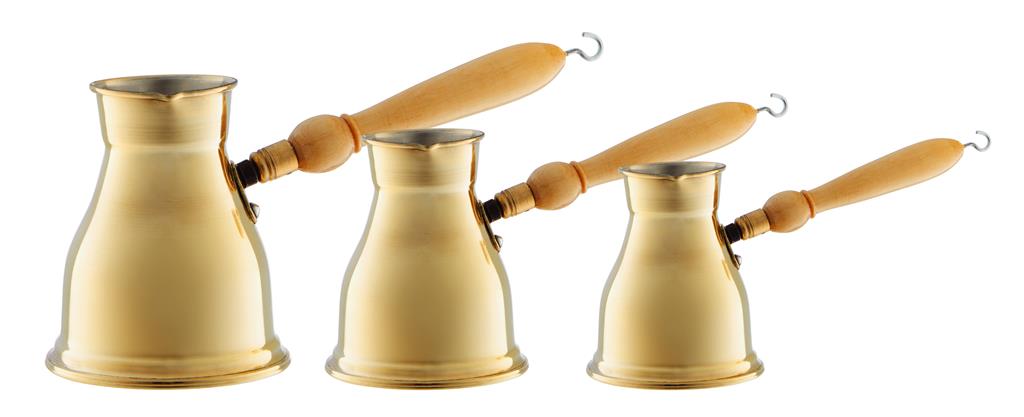 Brass Egyptian Coffee Pot Set (Rakwa / Jezve) - Traditional Arabic Coffee Maker