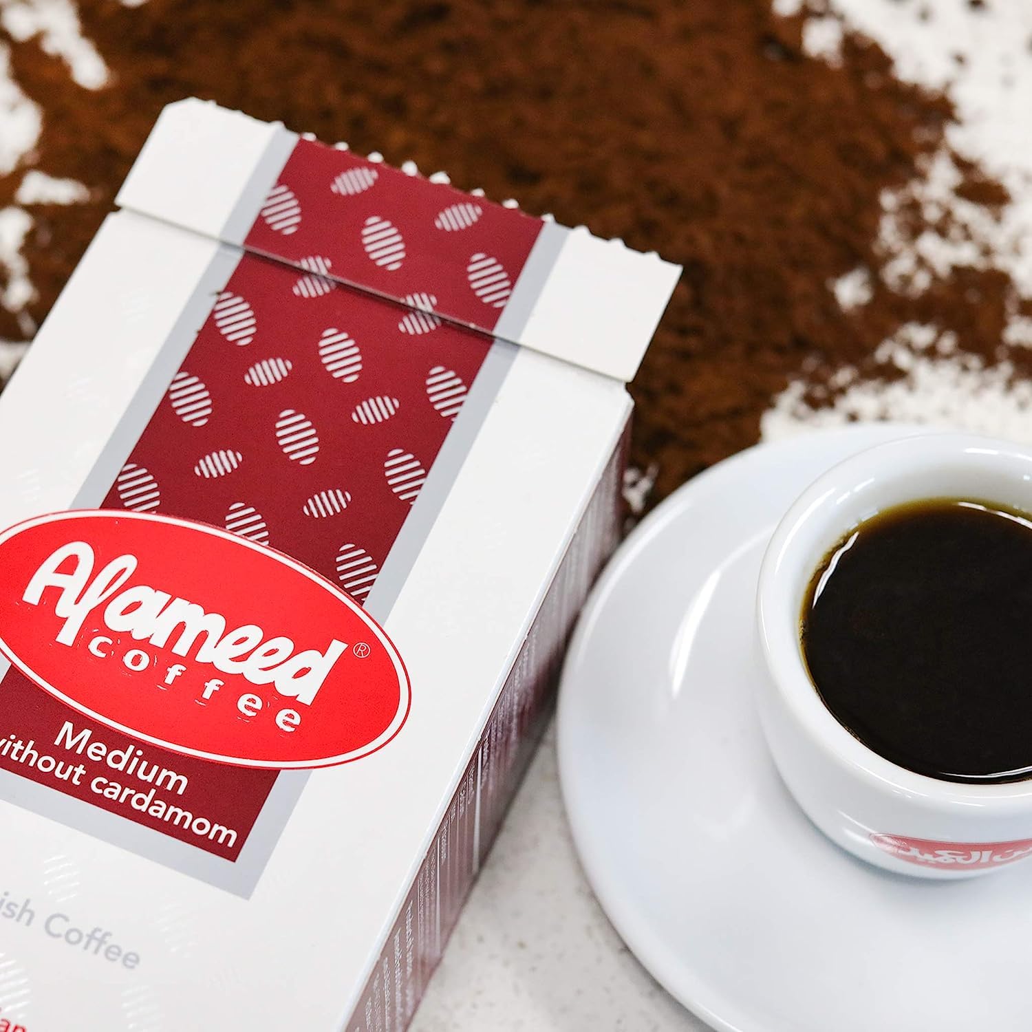 Al Ameed Gourmet Turkish Ground Coffee Medium Roast without Cardamom, Fresh & Finely Ground Coffee, 8oz | Mideast Grocers