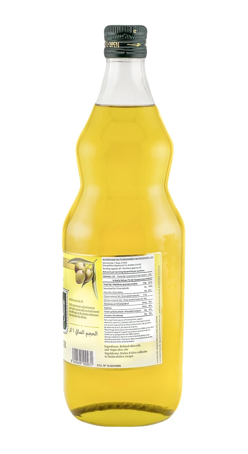 Al Wazir Pure Olive Oil 34 Fl Oz (1 Liter) - Mideast Grocers