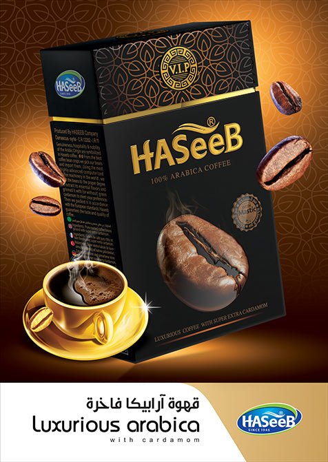 Haseeb Luxurious Arabica Coffee – Super Extra Cardamom, 500g VIP Arabic Coffee Blend - Mideast Grocers