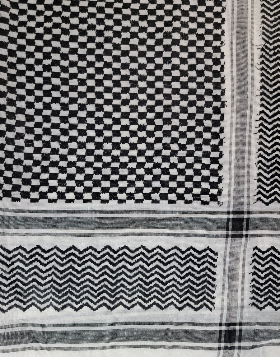 Keffiyeh Checkered Shemagh Palestinian Scarf - Black on White - Mideast Grocers