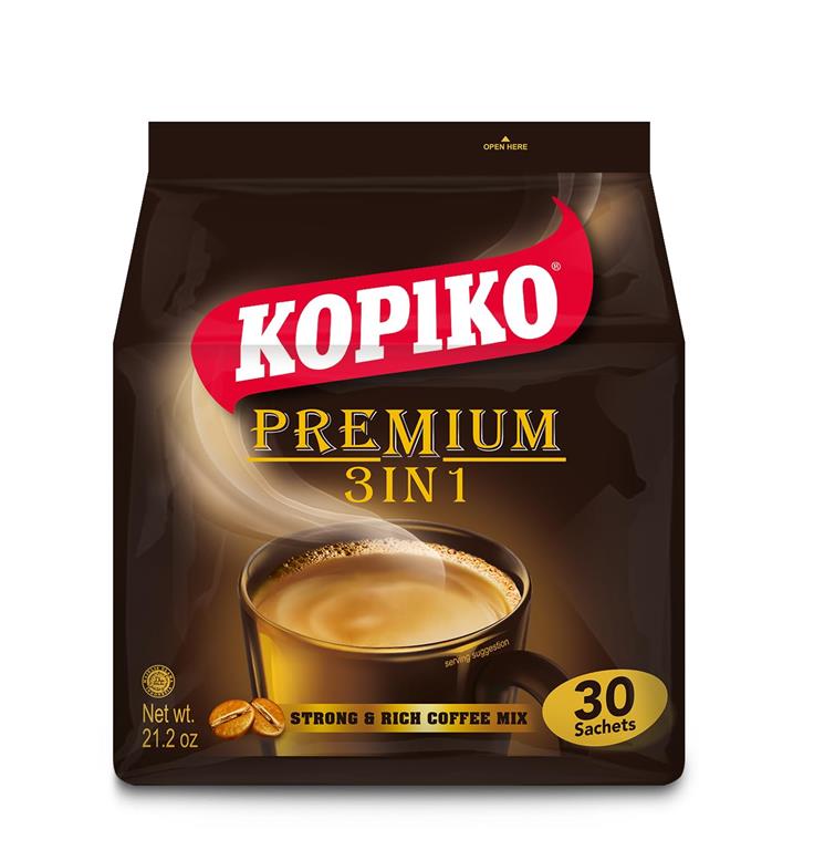 Kopiko Premium Coffee 3 - in - 1 – 21 oz (30 Sachets) Instant Coffee Mix - Mideast Grocers