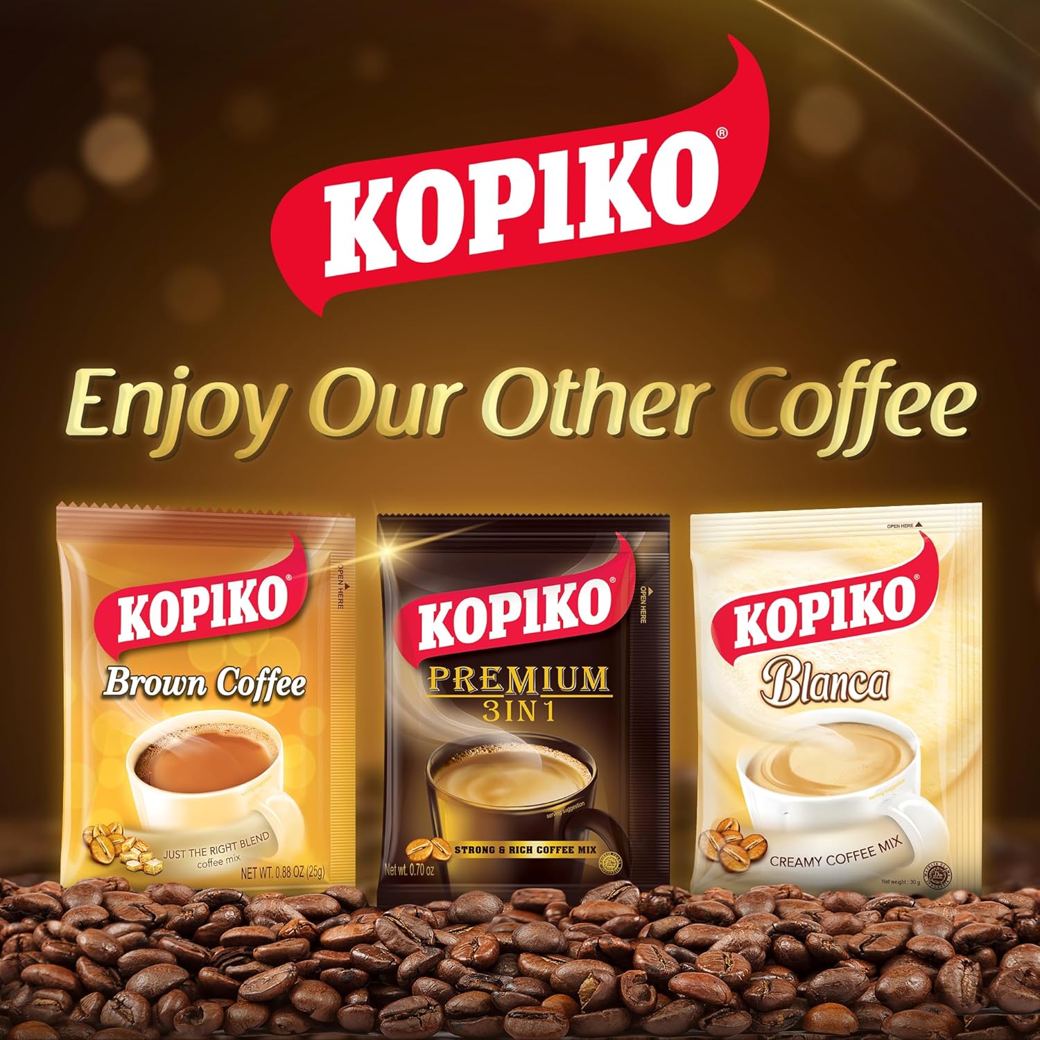 Kopiko Premium Coffee 3 - in - 1 – 21 oz (30 Sachets) Instant Coffee Mix - Mideast Grocers