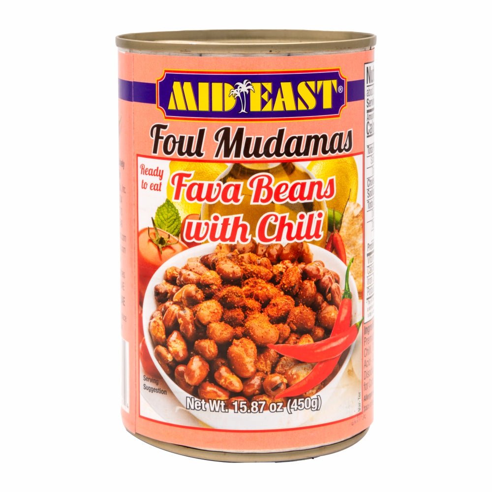 Mid East Fava Beans with Chili (Foul Mudamas) 15.87 oz (450g) - Mideast Grocers