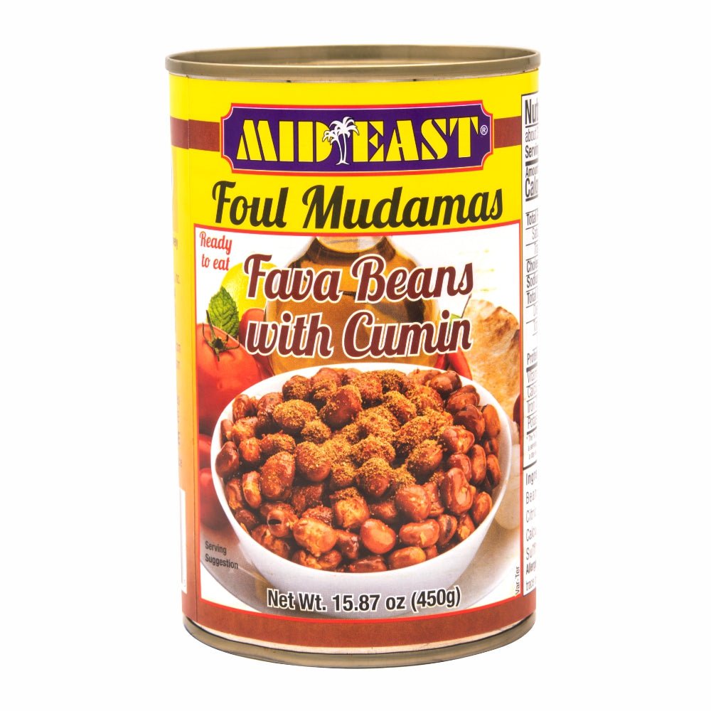 Mid East Fava Beans with Cumin (Foul Mudamas) 15.87 oz (450g) - Mideast Grocers