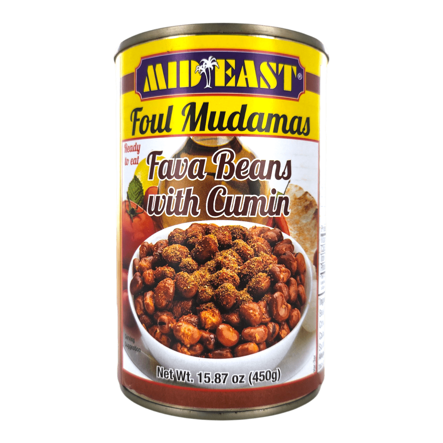 Mid East Fava Beans with Cumin (Foul Mudamas) 15.87 oz (450g) - Mideast Grocers