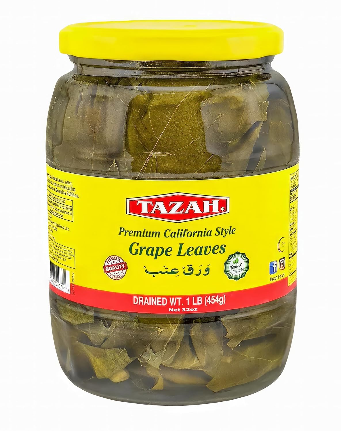 Tazah Grape Leaves in Glass Jar 16 oz - Mideast Grocers