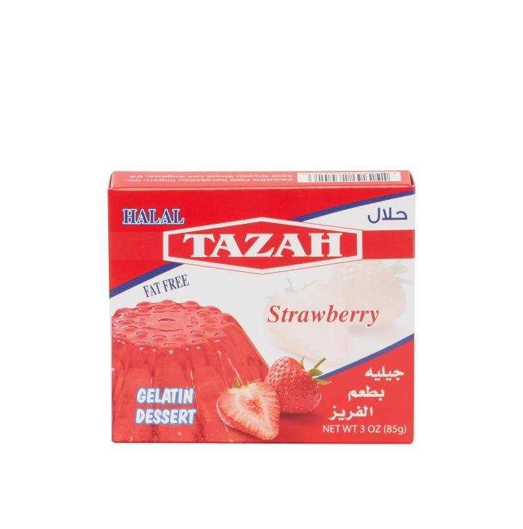 Tazah Halal Strawberry Gelatin – 3 oz Delicious & Certified Halal Dessert - Mideast Grocers