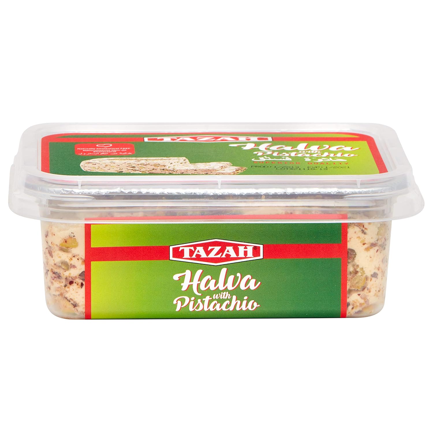 Tazah Halva (Halawa) with Pistachio 1 lb (16 oz) - Mideast Grocers