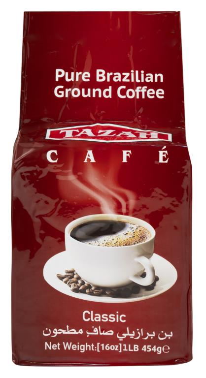 Tazah Lebanese Coffee Plain 16 oz (454g) – Freshly Sealed Ground Coffee - Mideast Grocers