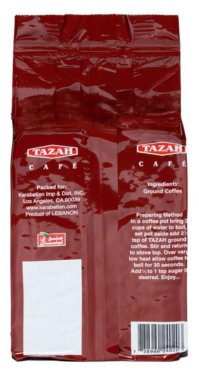 Tazah Lebanese Coffee Plain 7 oz (200g) – Freshly Sealed Ground Coffee - Mideast Grocers