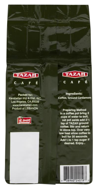 Tazah Lebanese Coffee with Cardamom 7 oz (200g) – Aromatic Middle Eastern Blend - Mideast Grocers