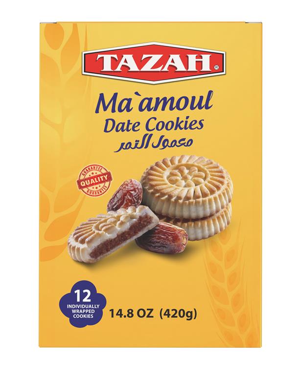 Tazah Maamoul Date Cookies - 420g (12 x Individually Wrapped) - Mideast Grocers