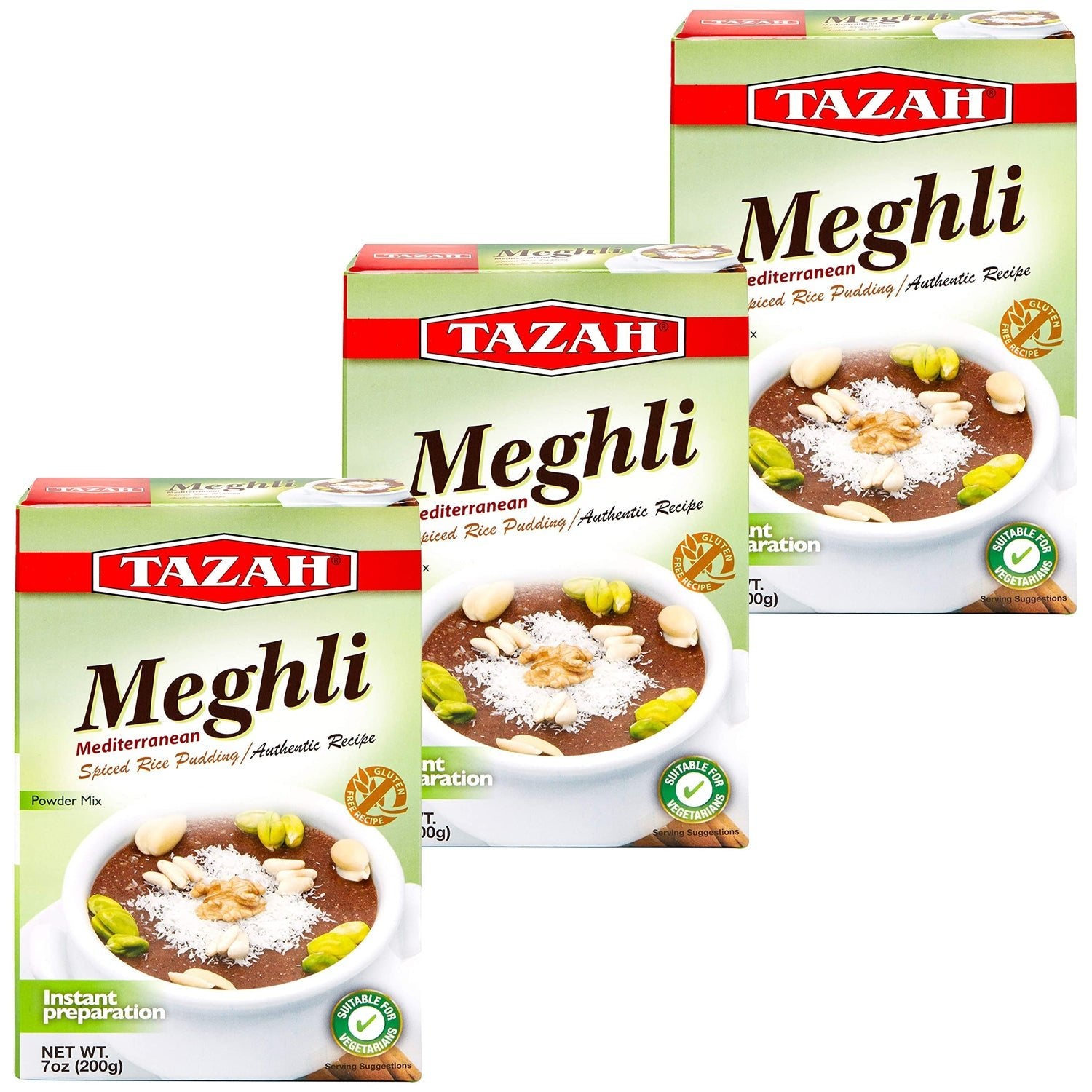 Tazah Meghli Mix, 3 - Pack (7 oz/200g Each) – Authentic Mediterranean Spiced Rice Pudding Blend, Easy to Prepare - Mideast Grocers