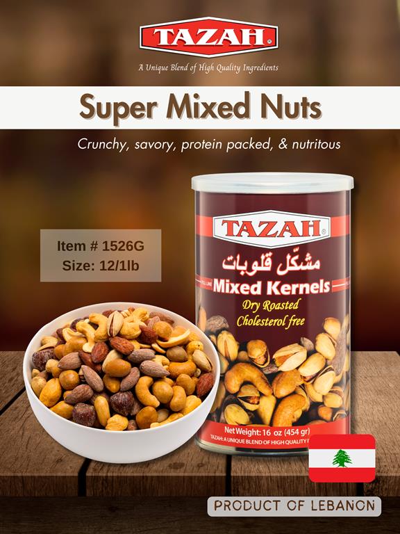 Tazah Mixed Kernels/Nuts Extra Tin 1 lbs. (454g) - Mideast Grocers