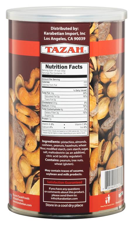 Tazah Mixed Kernels/Nuts Extra Tin 1 lbs. (454g) - Mideast Grocers