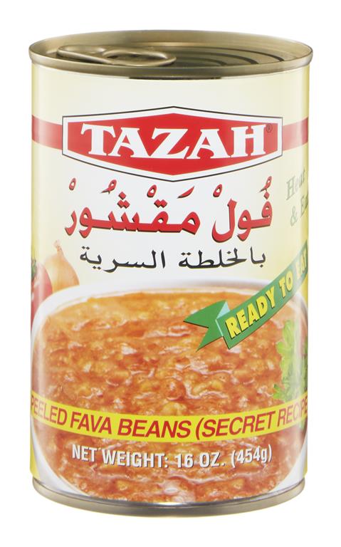 Tazah Peeled Fava Beans (Foul Mudammas) Secret Recipe 16 oz (454g) - Mideast Grocers