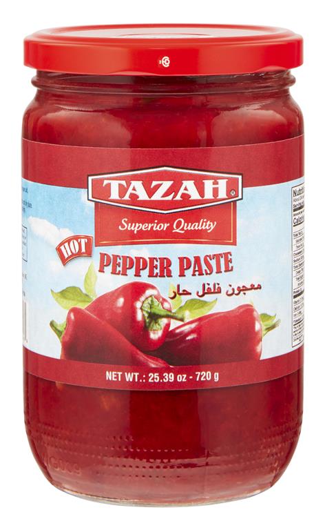 Tazah Pepper Paste, 2 Pack (25.39 oz/720g Each) – Middle Eastern Flavor Perfect for Muhammara, Dolma, Pasta & More (Hot) - Mideast Grocers