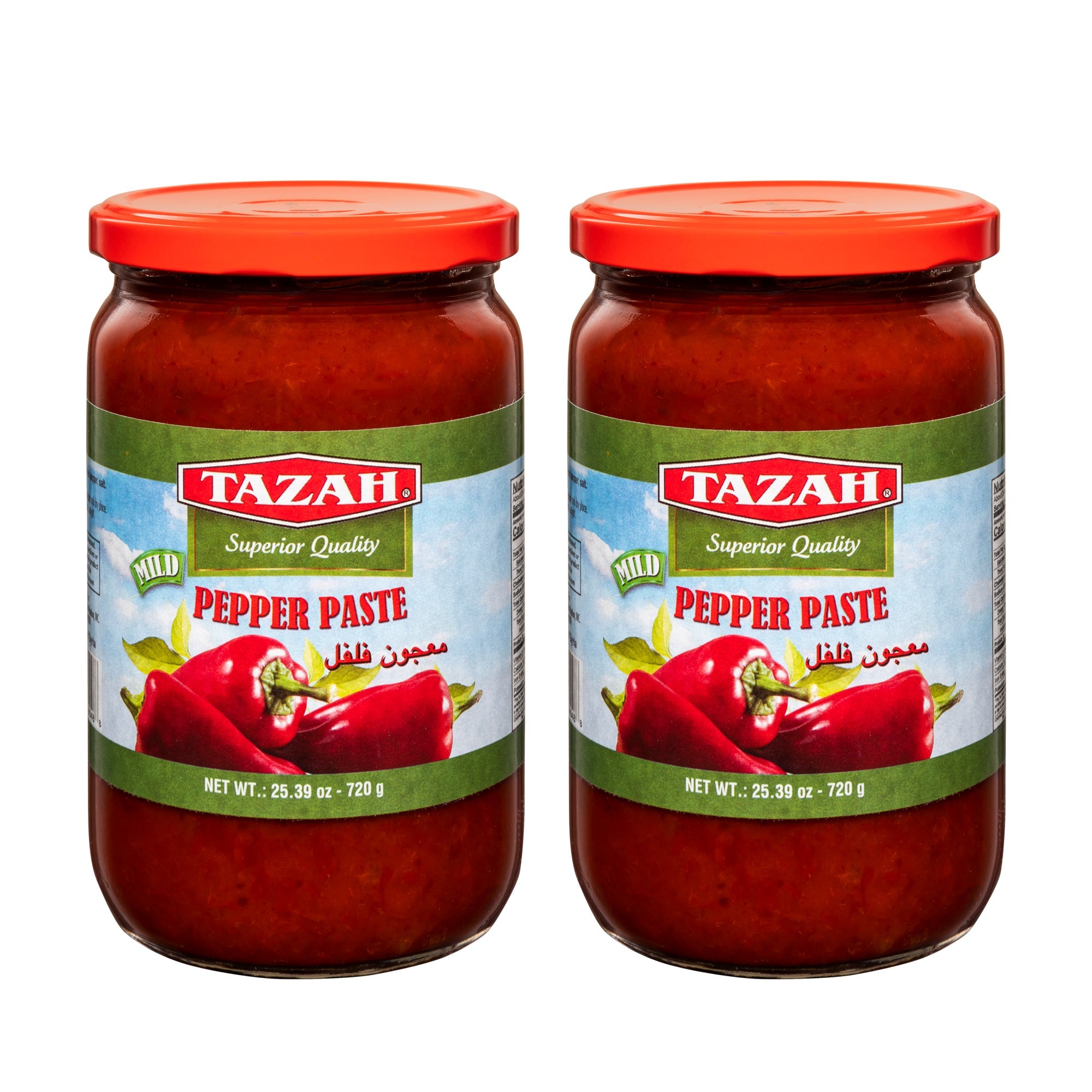 Tazah Pepper Paste, 2 Pack (25.39 oz/720g Each) – Middle Eastern Flavor Perfect for Muhammara, Dolma, Pasta & More (Mild) - Mideast Grocers