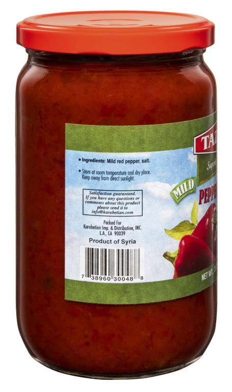 Tazah Pepper Paste, 2 Pack (25.39 oz/720g Each) – Middle Eastern Flavor Perfect for Muhammara, Dolma, Pasta & More (Mild) - Mideast Grocers