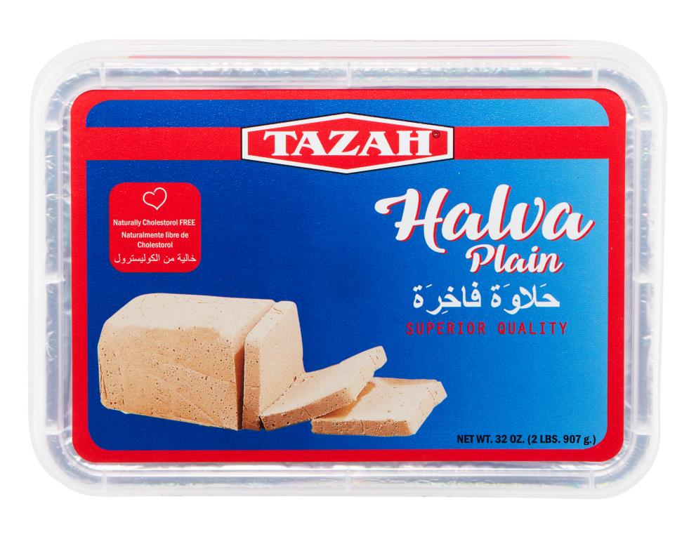 Tazah Plain Halva (Halawa) 2 lb (32 oz) - Classic Mediterranean Sweet - Mideast Grocers