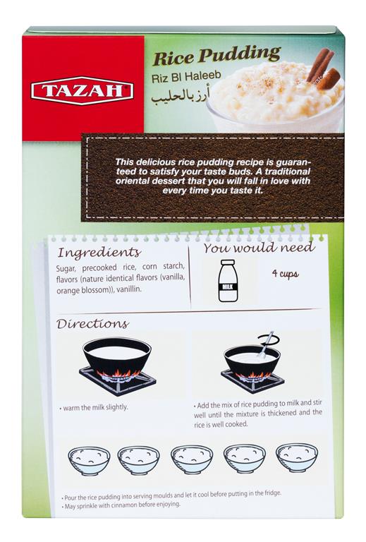 Tazah Rice Pudding (Riz Bl Haleeb) 7.4 oz / 210g - Mideast Grocers