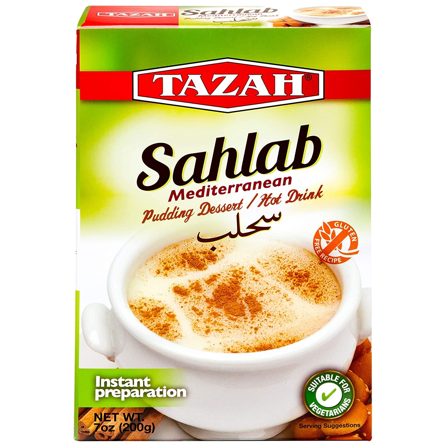 Tazah Sahlab Mix, 3 - Pack (7 oz/200g Each) – Authentic Mediterranean Pudding Blend, Easy to Prepare - Mideast Grocers