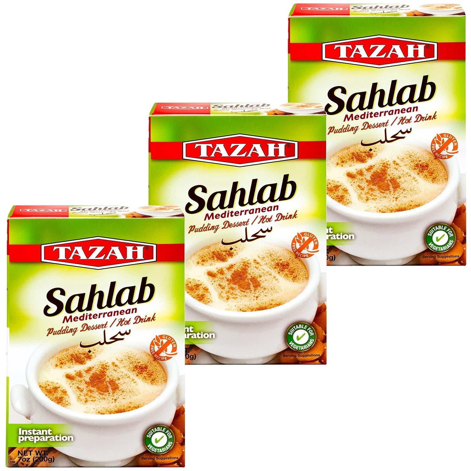 Tazah Sahlab Mix, 3 - Pack (7 oz/200g Each) – Authentic Mediterranean Pudding Blend, Easy to Prepare - Mideast Grocers