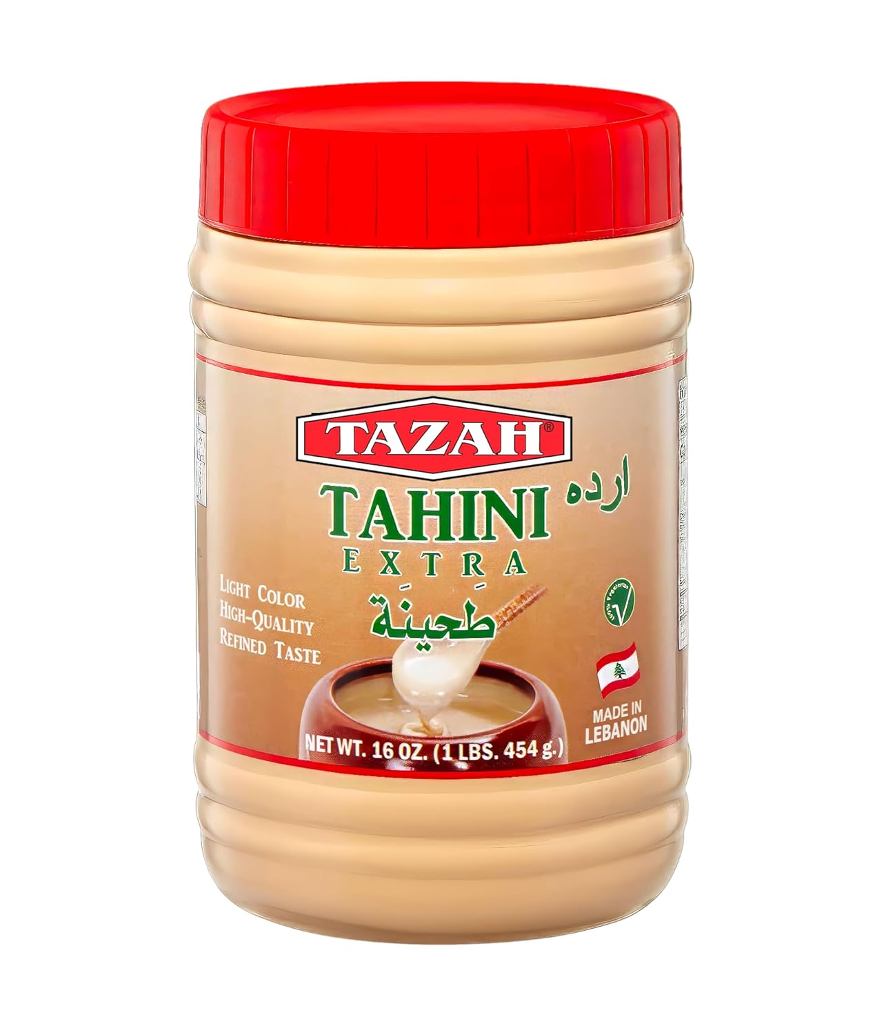 Tazah Tahini Extra , 100% Sesame Seeds 16 Oz - Mideast Grocers