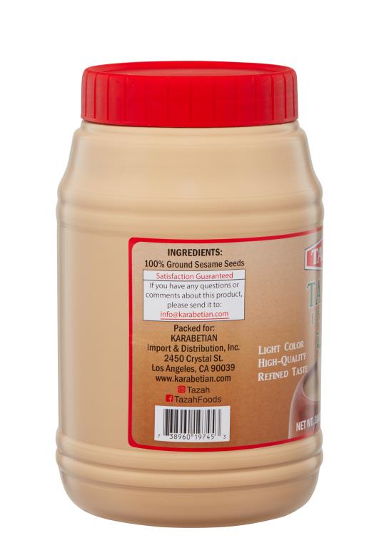 Tazah Tahini Extra , 100% Sesame Seeds 32 Oz - Mideast Grocers