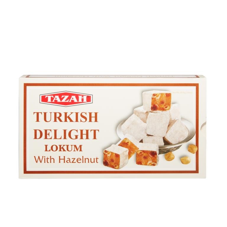 Tazah Turkish Delight (Lokum) with Hazelnut – 1 lb (454g) - Mideast Grocers