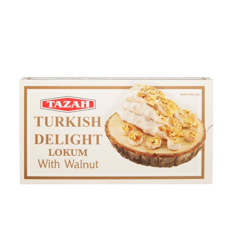 Tazah Turkish Delight (Lokum) with Walnut – 1 lb (454g) - Mideast Grocers