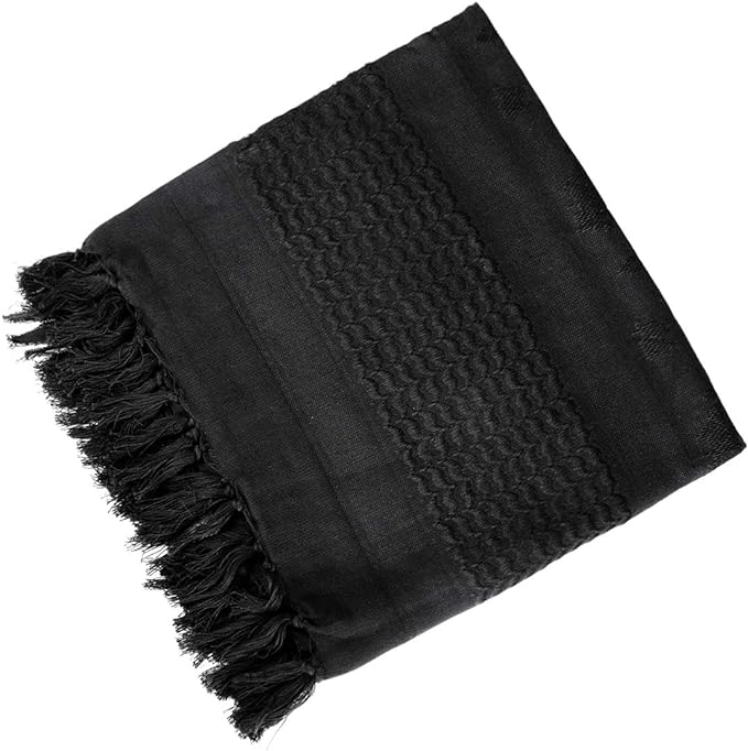 Keffiyeh Shemagh Palestinian Scarf 100% Cotton - Black on Black - Mideast Grocers