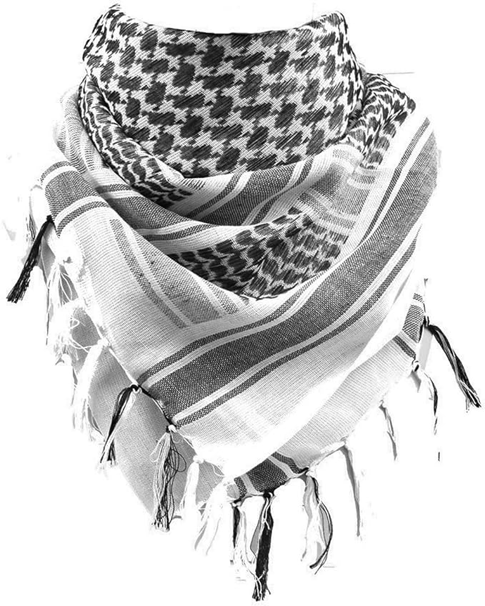Keffiyeh Shemagh Palestinian Scarf 100% Cotton - Black on White - Mideast Grocers