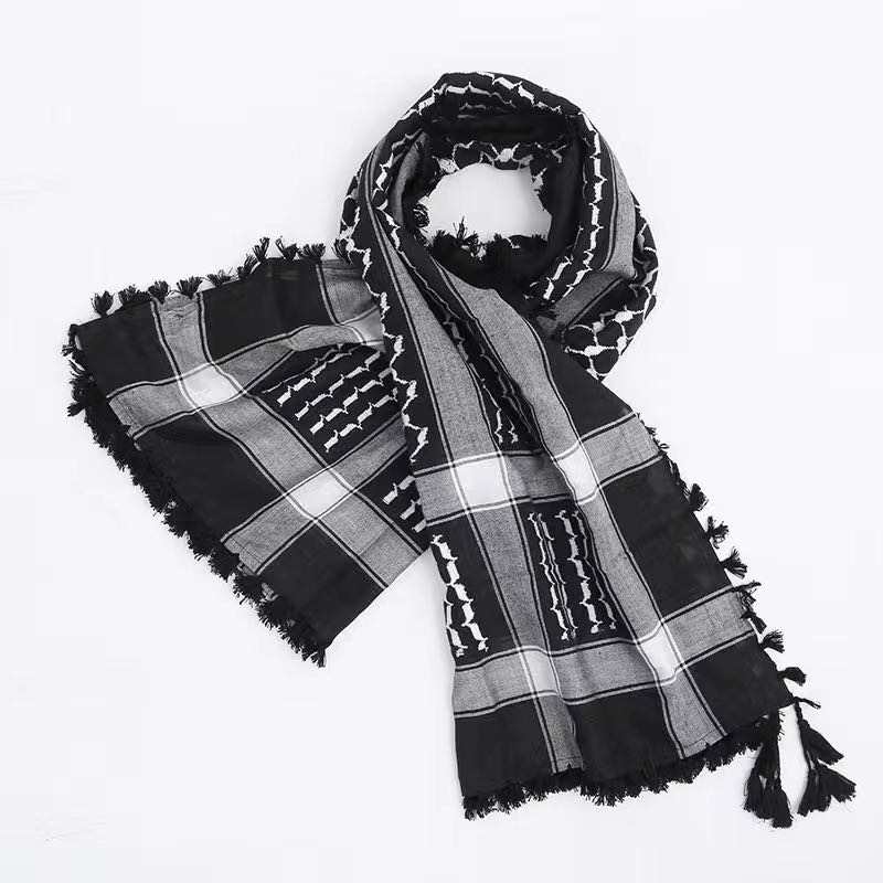 Palestine Keffiyeh Scarf - Traditional Shemagh with Tassels, Arab Style Headscarf for Men and Women - Mideast Grocers