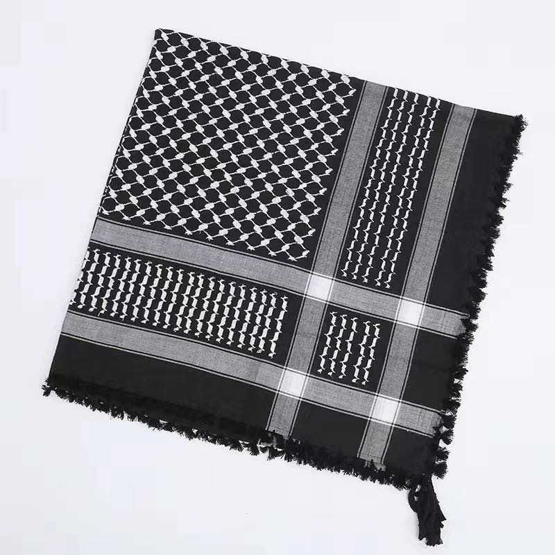 Palestine Keffiyeh Scarf - Traditional Shemagh with Tassels, Arab Style Headscarf for Men and Women - Mideast Grocers