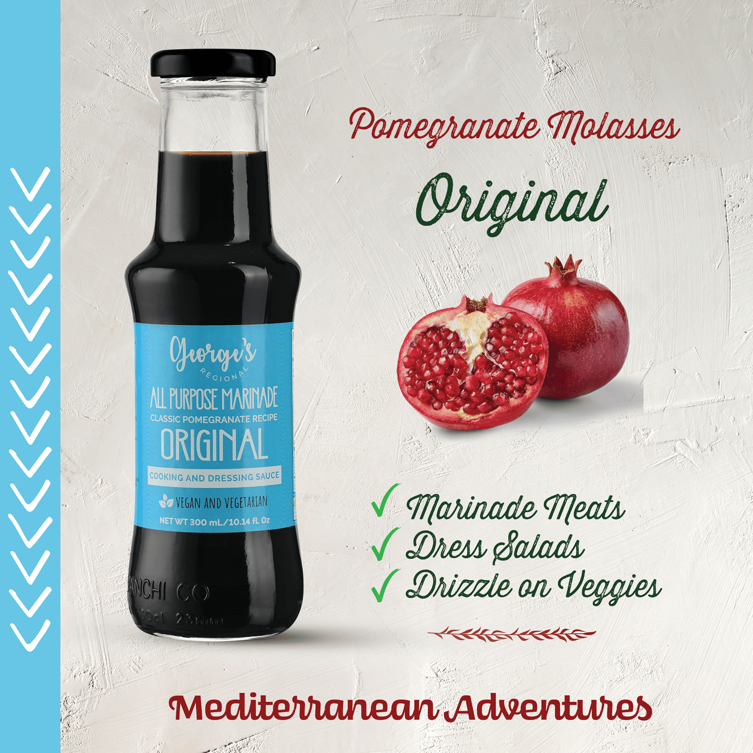 Pomegranate Molasses All Purpose Marinade and Dressing Sauce (Original Flavor 300 mL/10.14 fl.Oz) - Mideast Grocers